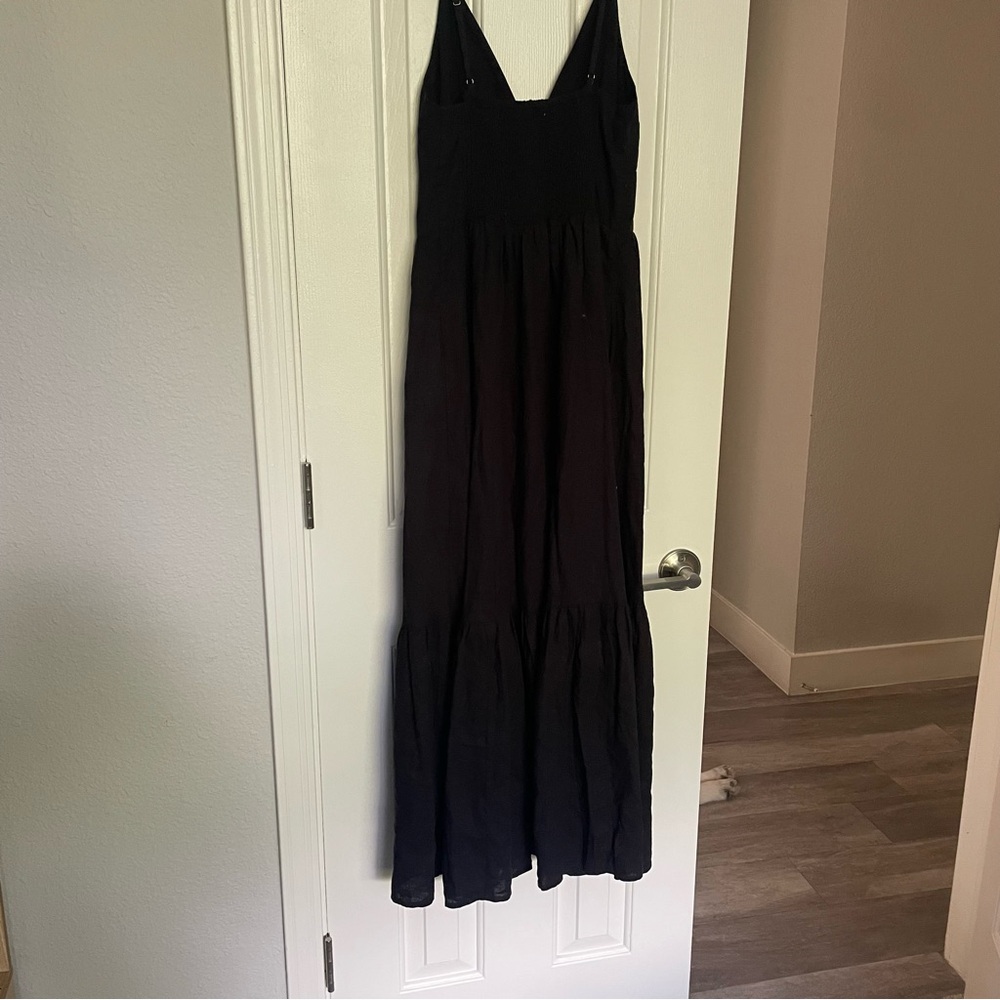 Abercrombie Maxi Linen Blend Dress in Black - Picture 3 of 6